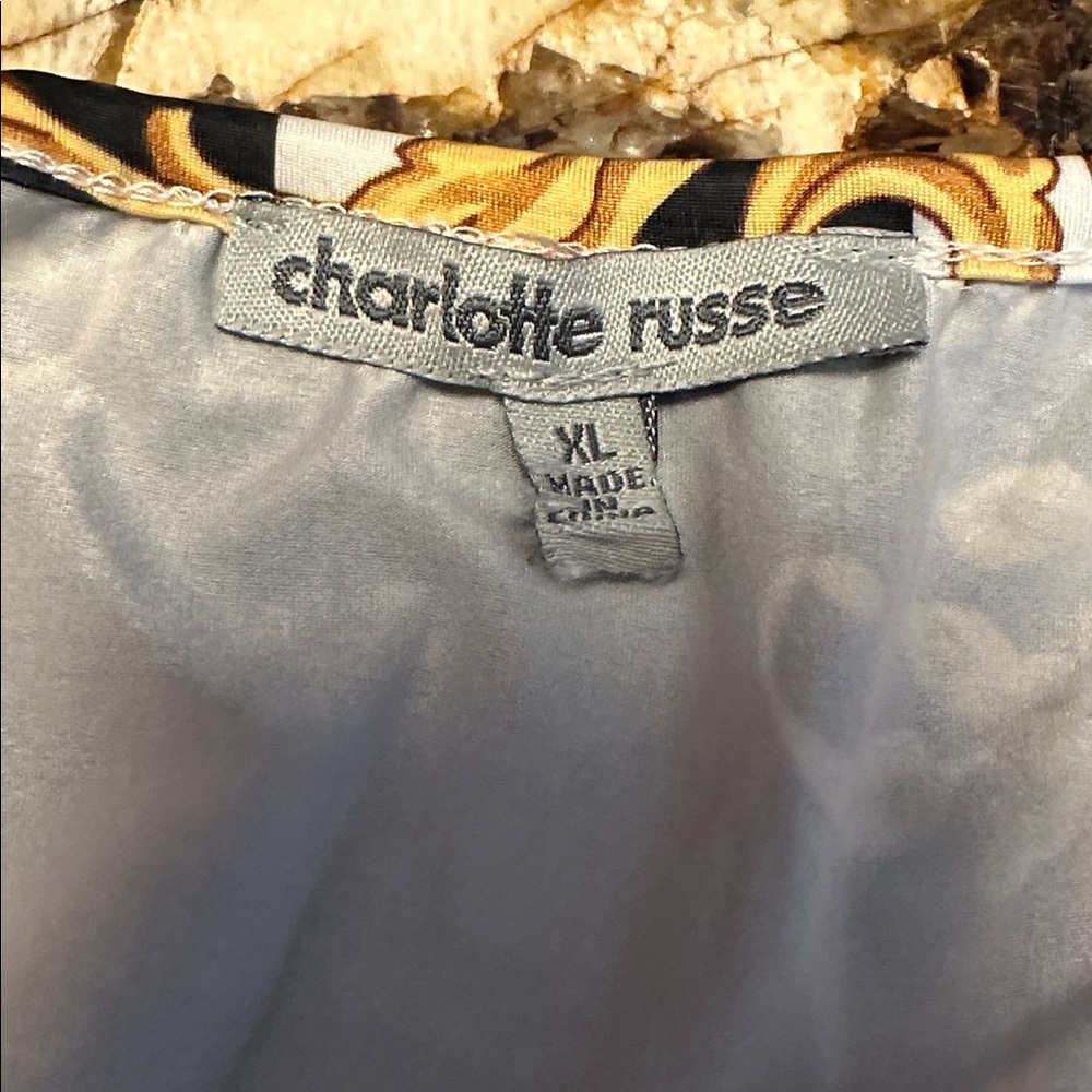 Charlotte Russe Black and Gold Striped Bodysuit - Picture 3 of 4